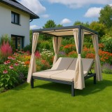 Pergola leżak ogrodowy z zadaszeniem - Kayan I - 207x147x205 szara GRINDI - 1