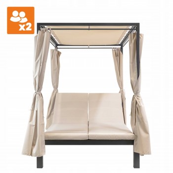 Pergola leżak ogrodowy z zadaszeniem - Kayan I - 207x147x205 szara GRINDI - 3