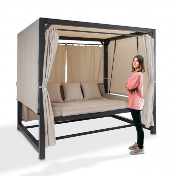 Leżak huśtawka ogrodowa z zadaszeniem - Sumba I - 236x180x210 szara GRINDI - 16