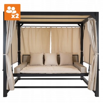 Leżak huśtawka ogrodowa z zadaszeniem - Sumba I - 236x180x210 szara GRINDI - 5