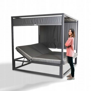 Pergola leżak ogrodowy z zadaszeniem - Werula I - 195x195x195 szara GRINDI - 16