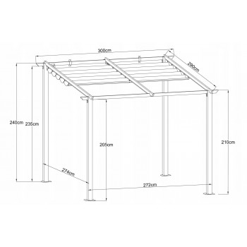 Pergola tarasowa ogrodowa - aluminiowa  - Keros 3x3m beżowa GRINDI IN THE GARDEN - 4