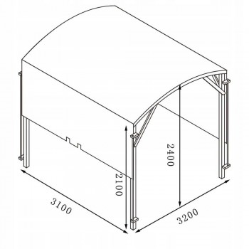 Pergola ogrodowa drewniana z przesuwnym dachem - Moha I - 3,2x3,1m GRINDI - 4