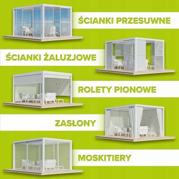 Pergola tarasowa, biała aluminiowa z otwieranym dachem - Kea V 8x4m GRINDI IN THE GARDEN - 17