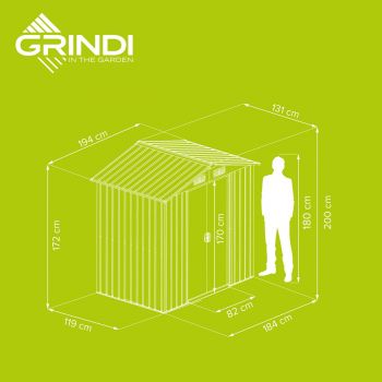 Domek ogrodowy metalowy 1,3 x 1,9 x 2,0 m szary - Domek narzędziowy Sorbus I GRINDI IN THE GARDEN - 7