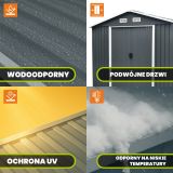 Domek ogrodowy metalowy 1,3 x 1,9 x 2,0 m szary - Domek narzędziowy Sorbus I GRINDI IN THE GARDEN - 9