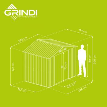 Domek ogrodowy metalowy 1,7 x 2,4 x 2,1 m szary - Domek narzędziowy Sorbus II GRINDI IN THE GARDEN - 8