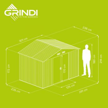 Domek ogrodowy metalowy 2,4 x 3,0 x 2,1 m szary - Domek narzędziowy Sorbus III GRINDI IN THE GARDEN - 7