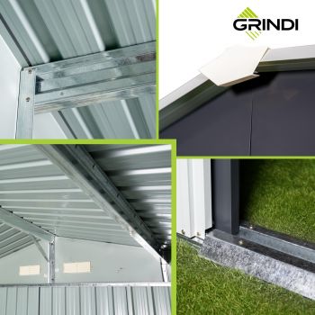 Domek ogrodowy metalowy 3,7 x 3,2 x 2,2 m szary - Domek narzędziowy Sorbus V GRINDI IN THE GARDEN - 10