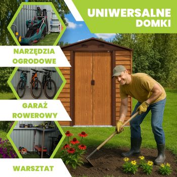 Domek ogrodowy metalowy 1,5 x 1,9 m imitacja drewna - Domek narzędziowy Arbor I GRINDI IN THE GARDEN - 5