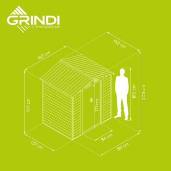 Domek ogrodowy metalowy 1,5 x 1,9 m imitacja drewna - Domek narzędziowy Arbor I GRINDI IN THE GARDEN - 6