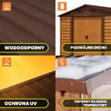 Domek ogrodowy metalowy 1,5 x 1,9 m imitacja drewna - Domek narzędziowy Arbor I GRINDI IN THE GARDEN - 8