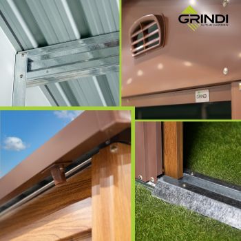 Domek ogrodowy metalowy 1,5 x 1,9 m imitacja drewna - Domek narzędziowy Arbor I GRINDI IN THE GARDEN - 9