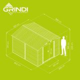 Domek ogrodowy metalowy 3,7 x 3,2 m - imitacja drewna - Domek narzędziowy Arbor V GRINDI IN THE GARDEN - 7