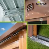 Domek ogrodowy metalowy 3,7 x 3,2 m - imitacja drewna - Domek narzędziowy Arbor V GRINDI IN THE GARDEN - 10