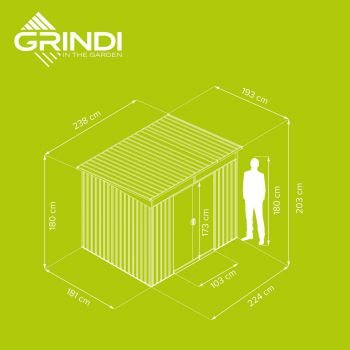 Domek narzędziowy metalowy 1,9 x 2,4 x 2,0 m szary - Domek ogrodowy Ribes I GRINDI IN THE GARDEN - 5