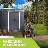 Domek narzędziowy metalowy 2,4 x 2,4 x 2,0 m szary - Domek ogrodowy Ribes II GRINDI IN THE GARDEN - 5