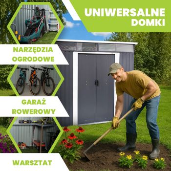 Domek narzędziowy metalowy 2,4 x 2,4 x 2,0 m szary - Domek ogrodowy Ribes II GRINDI IN THE GARDEN - 3