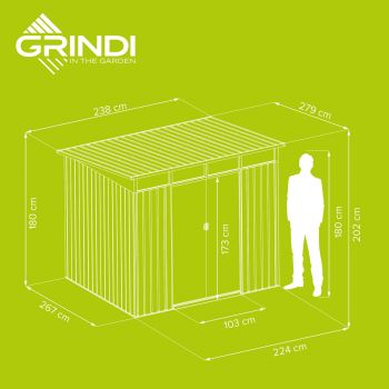 Domek narzędziowy metalowy 2,8 x 2,4 x 2,0 m szary - Domek ogrodowy Ribes III GRINDI IN THE GARDEN - 4