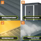 Domek narzędziowy metalowy 2,8 x 2,4 x 2,0 m szary - Domek ogrodowy Ribes III GRINDI IN THE GARDEN - 3