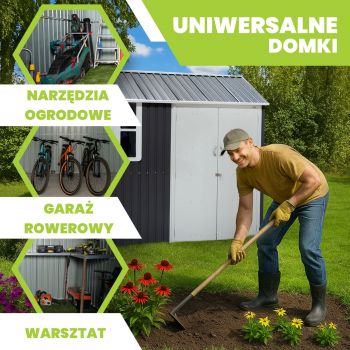 Domek ogrodowy metalowy 1,7 x 2,6 x 2,3m szary - Domek narzędziowy Betula GRINDI IN THE GARDEN - 3