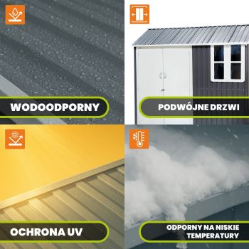 Domek ogrodowy metalowy 1,7 x 2,6 x 2,3m szary - Domek narzędziowy Betula GRINDI IN THE GARDEN - 7