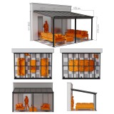 Pergola tarasowa przyścienna aluminiowa, szara - Nea II 4,3x3m GRINDI IN THE GARDEN - 4