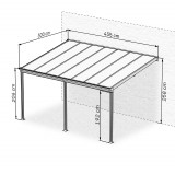 Pergola tarasowa przyścienna aluminiowa, szara - Nea II 4,3x3m GRINDI IN THE GARDEN - 3