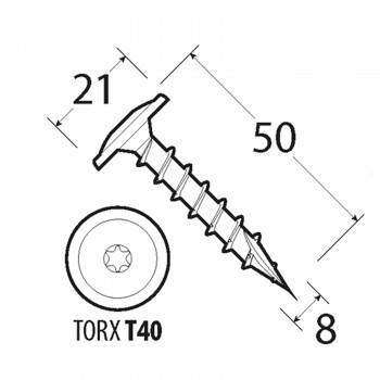 Wkręty do drewna CTO 8mm opakowanie 100 szt DMX - 5