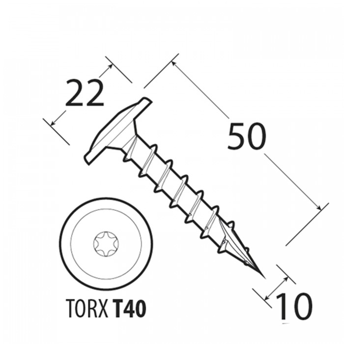 Wkręty do drewna CTO 10x50 mm opakowanie 50 szt DMX - 3