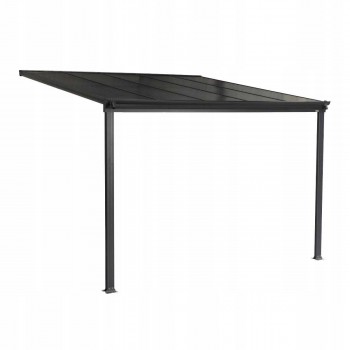 Pergola tarasowa przyścienna 3,1 x 3 m wiata aluminiowa - Nea I szara GRINDI IN THE GARDEN - 2