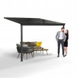 Pergola tarasowa przyścienna 3,1 x 3 m wiata aluminiowa - Nea I szara GRINDI IN THE GARDEN - 9