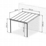 Pergola tarasowa przyścienna 3,1 x 3 m wiata aluminiowa - Nea I szara GRINDI IN THE GARDEN - 3