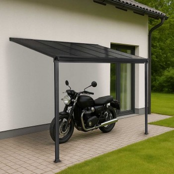 Pergola tarasowa przyścienna 3,1 x 3 m wiata aluminiowa - Nea I szara GRINDI IN THE GARDEN - 5