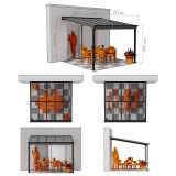 Pergola tarasowa przyścienna 3,1 x 3 m wiata aluminiowa - Nea I szara GRINDI IN THE GARDEN - 4