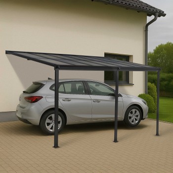 Pergola tarasowa przyścienna aluminiowa, szara - Nea II 4,3x3m GRINDI IN THE GARDEN - 5