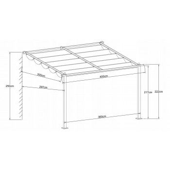 Pergola przyścienna, szara z beżowym poszyciem Siros 3x4m GRINDI IN THE GARDEN - 3