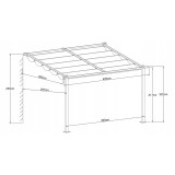 Pergola przyścienna, szara z beżowym poszyciem Siros 3x4m GRINDI IN THE GARDEN - 3