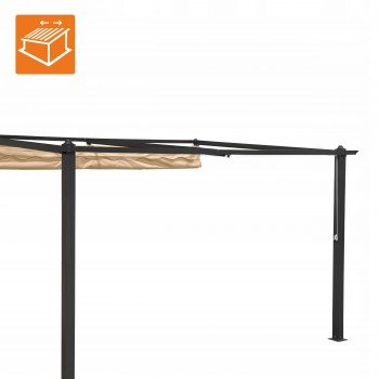 Pergola przyścienna, szara z beżowym poszyciem Siros 3x4m GRINDI IN THE GARDEN - 6