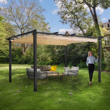 Pergola tarasowa ogrodowa - aluminiowa - Milos II 3x4m beżowa GRINDI IN THE GARDEN - 5