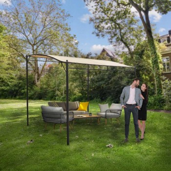 Pergola tarasowa ogrodowa - metalowa - Andros 2,5x3m beżowa GRINDI IN THE GARDEN - 5