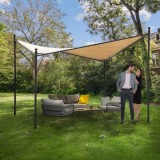 Pergola tarasowa ogrodowa - metalowa - Ikaria - 3,5x3,5m beżowa GRINDI IN THE GARDEN - 4