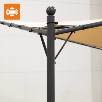 Pergola tarasowa ogrodowa - metalowa - Ikaria - 3,5x3,5m beżowa GRINDI IN THE GARDEN - 9