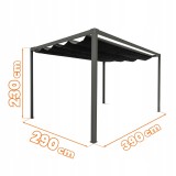 Pergola tarasowa, szara aluminiowa automatyczny dach + LED - Paros I 3x4m GRINDI IN THE GARDEN - 3