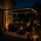 Pergola tarasowa, szara aluminiowa automatyczny dach + LED - Paros I 3x4m GRINDI IN THE GARDEN - 10