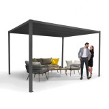 Pergola tarasowa, szara aluminiowa automatyczny dach - Paros I 3x4m GRINDI IN THE GARDEN - 2