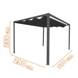 Pergola tarasowa, szara aluminiowa automatyczny dach - Paros I 3x4m GRINDI IN THE GARDEN - 3