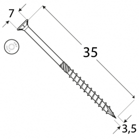 Wkręt ciesielski z łbem stożkowym 3,5 mm - CS - karton DMX - 4