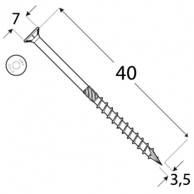 Wkręt ciesielski z łbem stożkowym 3,5 mm - CS - karton DMX - 5