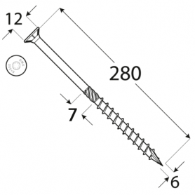 Wkręt ciesielski z łbem stożkowym 6mm - CS - karton DMX - 21
